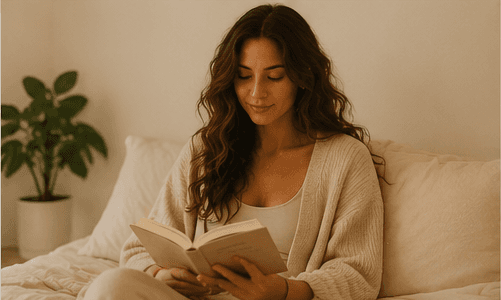 Woman reading quietly